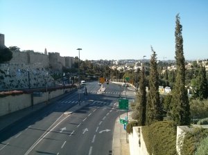 Overlooking the valley outside the walls of the Old City 9am